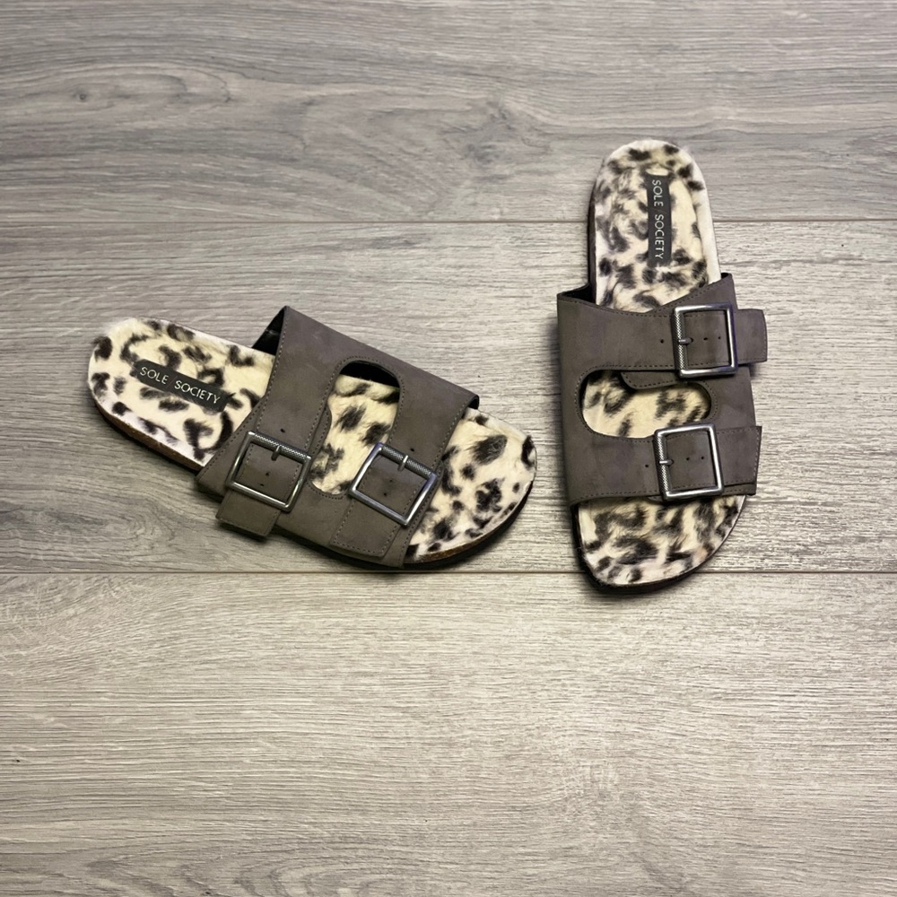 Sole Society Leopard So-Felixa faux fur sandal